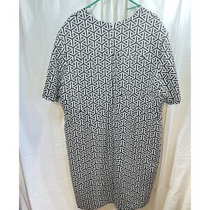 NWT Giovanna Signature Black White Geometric Dress 24W Retro Monochrome Modest